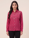 Fuchsia Pink Bandhani Printed & Sequined Crape Shirt Tunics