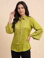 Luxury Olive Green Corporate Wear Shirt