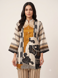 Mustard & Ivory Geometric Silk-Blend Co-ord Set